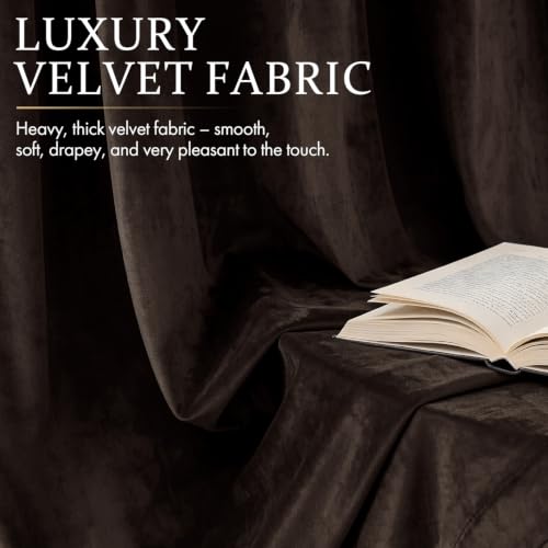 Brown Blackout Velvet Curtains Drapes 108 Inch Long 52"x108" Bedroom (2 Count)