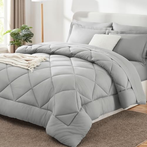 Oversized King Comforter Set Light Grey