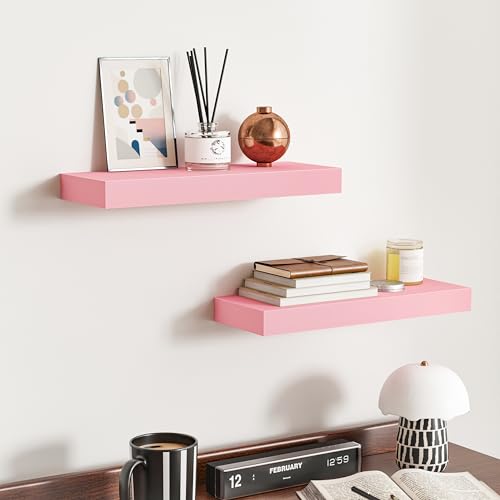 Pink Floating Shelves for Wall (2 Count)