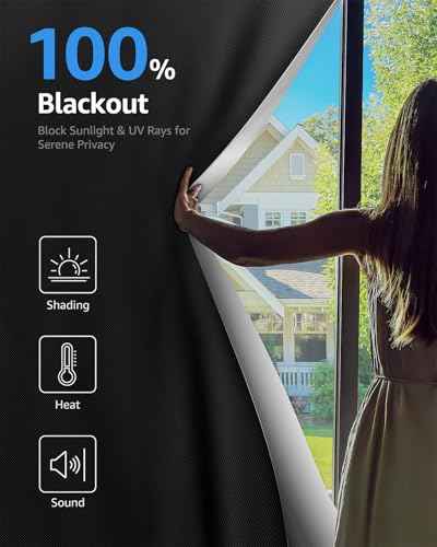 Blackout Curtains Portable 48”x60” No Drill Black Out Window Cover