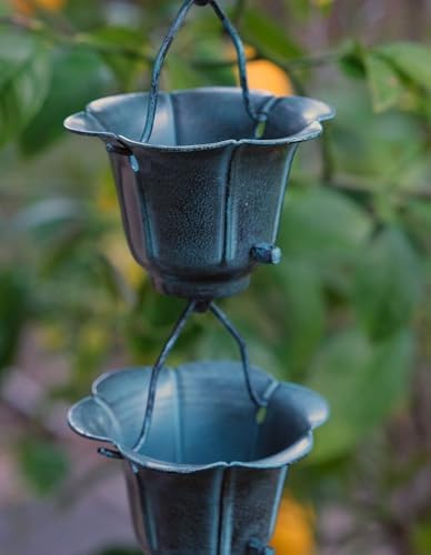 Nutshell Stores Flower Cups Rain Chain - Patina - 10 Feet