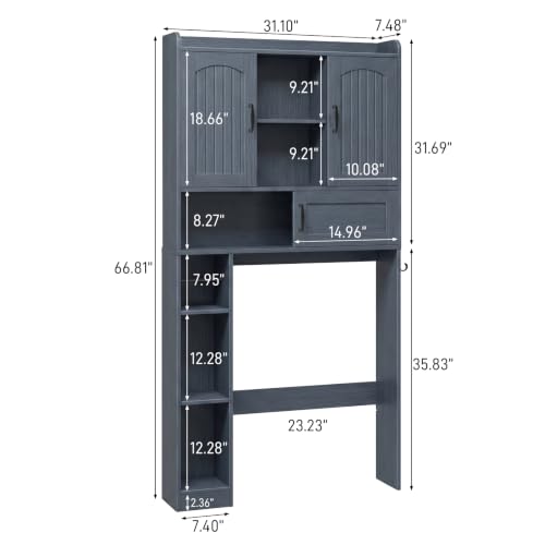 Over The Toilet Cabinet with 2 Barn Doors & Sliding Door