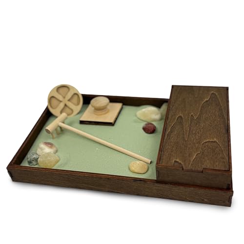 Wooden Zen Garden with Accessories Box