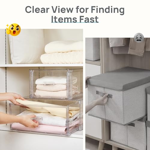 5 Pack Large & Medium Storage Stackable Drawers Set (5 Count)
