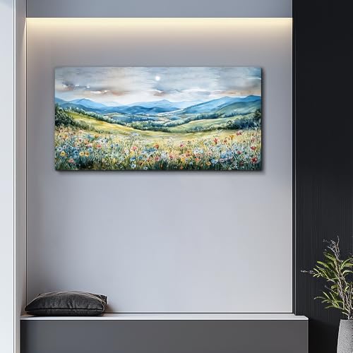 Large Wall Art For Living Room Canvas Wall Decor For Bedroom Field Scenery Watercolour Wall Painting Office Decor Stretched And Framed Pictures Printing Artwork Home Decor Mural 20x40 In