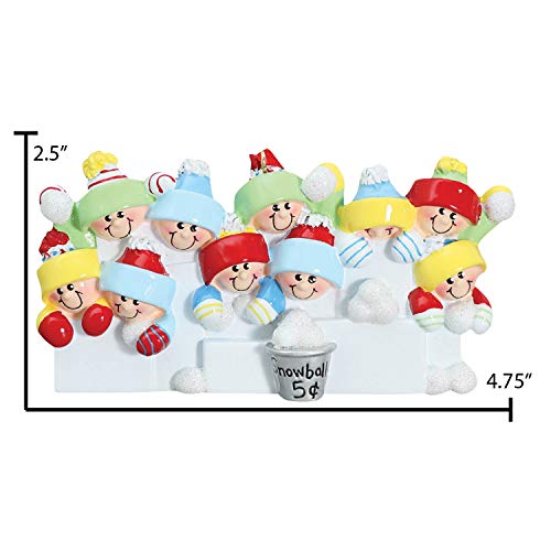 3D Snowball Fight Family of 10 Ornament 2026 Personalized Family Christmas Ornaments 2026