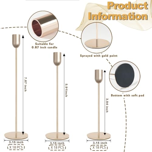 54 Pcs Glod Candle Holders Set