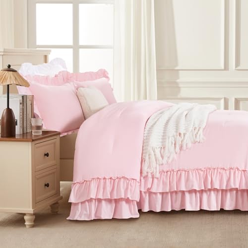 Pink Ruffle California King Comforter Set