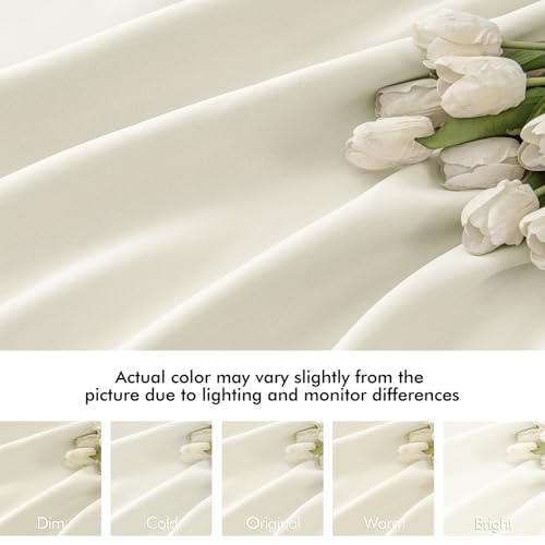 Cream Back Tab Blackout Curtains 52x90 Inch Long 2 Panels Set (2 Count)