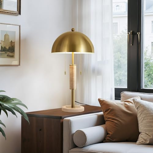 24" Modern Table Lamp for Living Room Gold Metal Nightstand Lamp with High