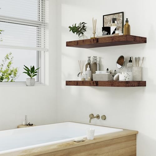12" Deep Rustic Brown Floating Shelves