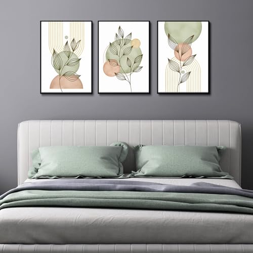 3Pcs Sage Green Boho Canvas Wall Art (3 Count)
