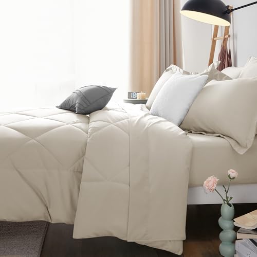 Queen Comforter Set with Sheets Oatmeal