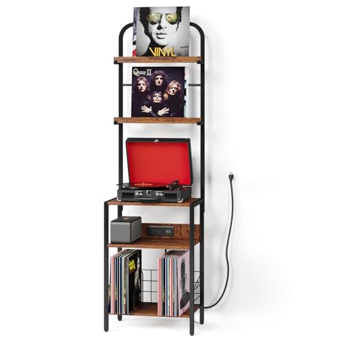 Record Player Stand with Power Outlet