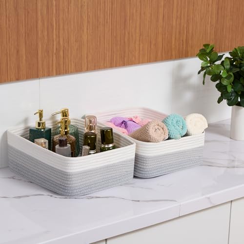 Large Shallow Organizing Baskets 15x11x5.1 Inches (3 Count)