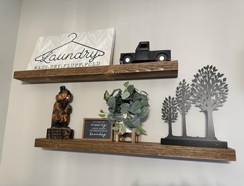 x2 24 Inch Wooden Floating Shelves for Wall