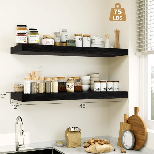 Black Bathroom Shelves Floating Shelves for Wall Shelf Over Toilet Long Wall Mounted Modern Farmhouse