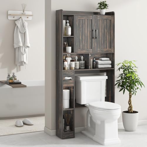 Farmhouse Over The Toilet Storage Cabinet with Barn Door
