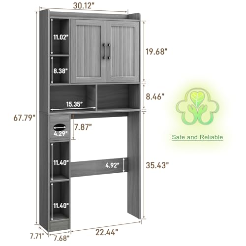 Farmhouse Over The Toilet Storage Cabinet with Barn Door