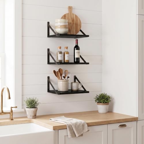 Black Floating Shelves Set of 3