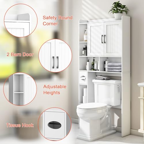 Farmhouse Over The Toilet Storage Cabinet with Barn Door