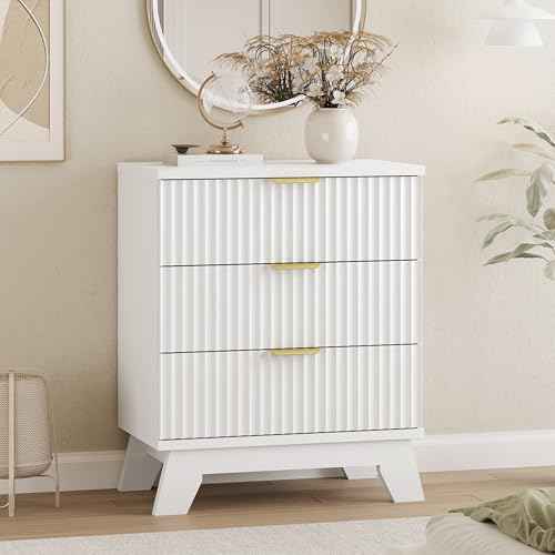 Fluted Dresser for Bedroom with 3 Drawers