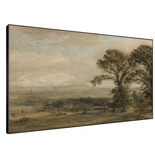 46"x72" Extra Large Framed Wall Art Vintage Landscape with Trees and Distant Horizon for Home Living Room Bedroom Decor