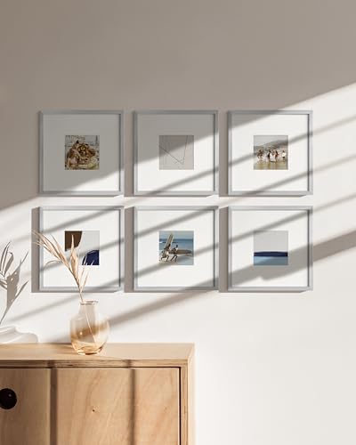 10x10 Silver Metal Picture Frames Matted to 5x5