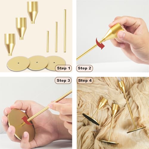 Matte Gold Candle Holders Bulk Painted Gold Metal Candlesticks Fit 0.8 Inch Taper Candles Decorative Metal Candelabra for Wedding Home Holiday Anniversary Party Dinning Table Decors (24 Count)