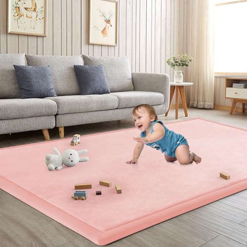 Baby Play Mat for Floor Nursery Rug Muscle Mat Area Rug Playroom Rug 59"x71" Playpen Mat Elastic Foam 1.3" Thick Crawling Mat for Babies