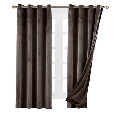 Set of 2 Blackout Velvet Drapes Room Darkening Curtains Panel Grommet Drapery (2 Count)