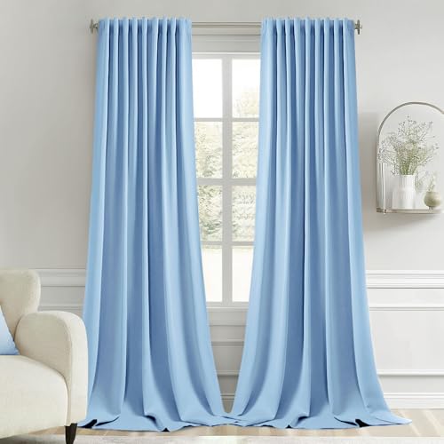 Sky Blue Back Tab Blackout Curtains 52x120 Inch Long 2 Panels Set (2 Count)