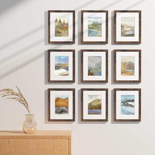8x10 Picture Frames Set of 9 for Wall or Tabletop Display (9 Count)