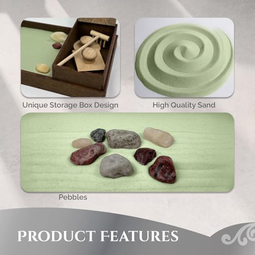 Wooden Zen Garden with Accessories Box