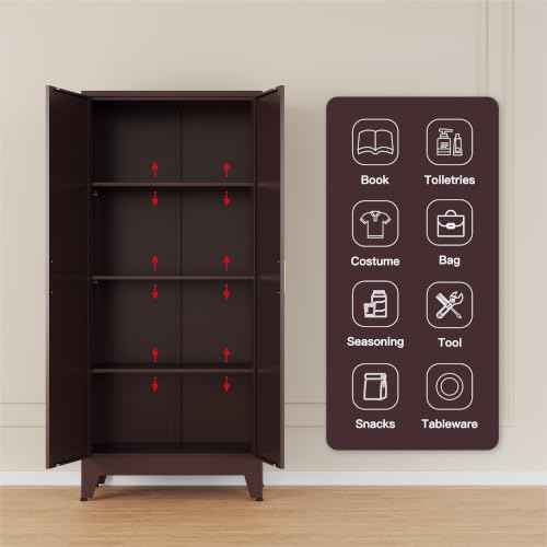 61" Tall Farmhouse Metal Pantry Cabinet