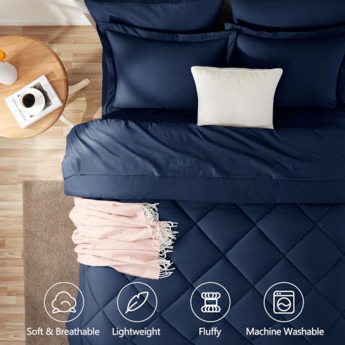 Twin XL Comforter Set with Sheets Navy