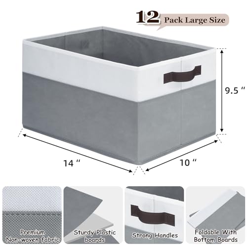 12 Pack Large Storage Baskets for Shelves (12 Count)