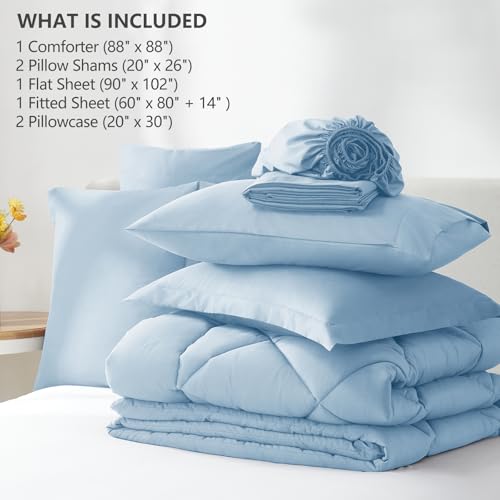 Queen Comforter Set with Sheets Baby Blue