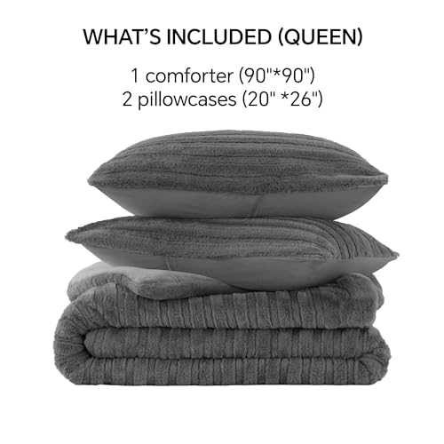 Faux Fur Queen Comforter Set