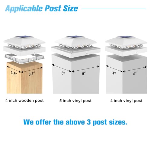 20 Pack White Solar Post Cap Lights Fit 4x4 Fence Deck Post (20 Count)