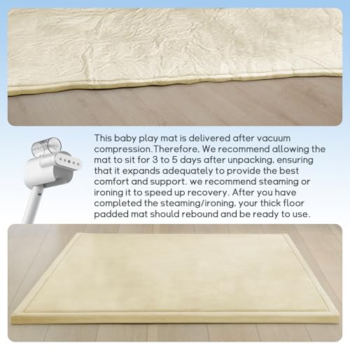 Baby Play Mat for Floor Nursery Rug Muscle Mat Area Rug Playroom Rug 79"x110" Playpen Mat Elastic Foam 1.3" Thick Crawling Mat for Babies