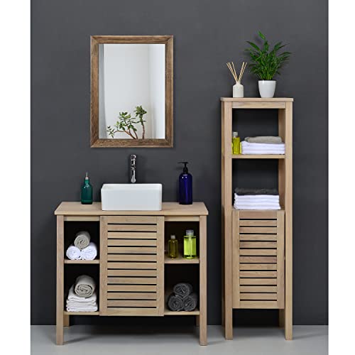 Rustic Wood Mirror Rectangle Decorative Wall Mirrors with Frame