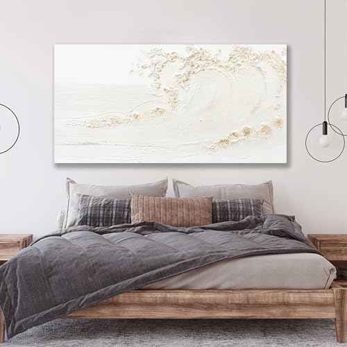 White Wall Art Decor Canvas Art Wall Decor Large Modern Wall Art Silent Waves With Gold Wall Painting Decorations Artwork Wall Art Prints For Room Living Room Bedroom Office 29x58 Inch