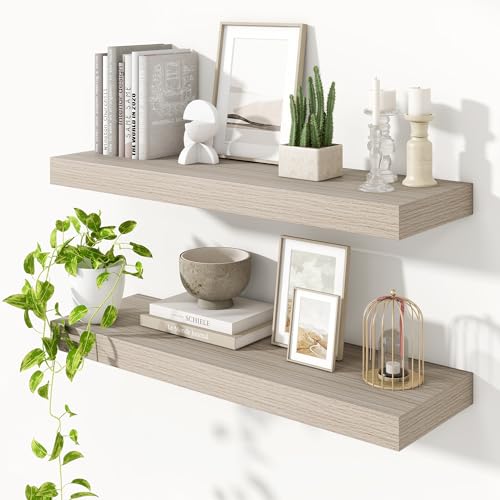 Floating Shelves 35.7" W x 10.3" D Grey Set of 2 (2 Count)