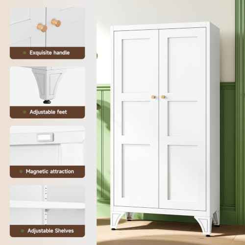 Metal Storage Cabinet with Doors and Shelves