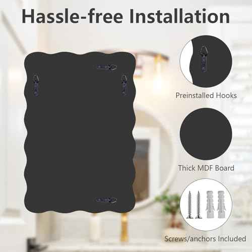 20x30 Inch Frameless Wavy Wall Mirror for Bathroom Sink