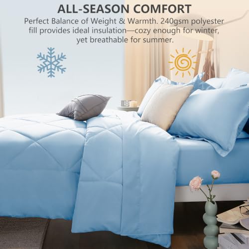Queen Comforter Set with Sheets Baby Blue