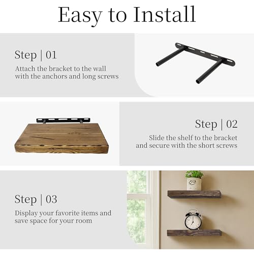 Wood Floating Shelves for Wall 12 inch Set of 2