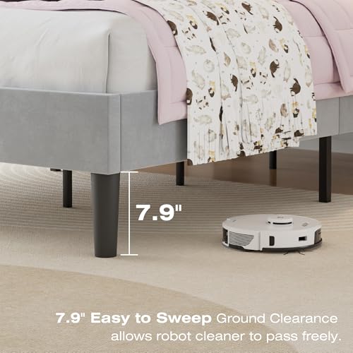 Twin Size Bed Frame with Upholstered Headboard