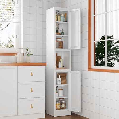 Tall Narrow Storage Cabinet 66.93" H Tall Bathroom Cabinets Metal Pantry Cabinet